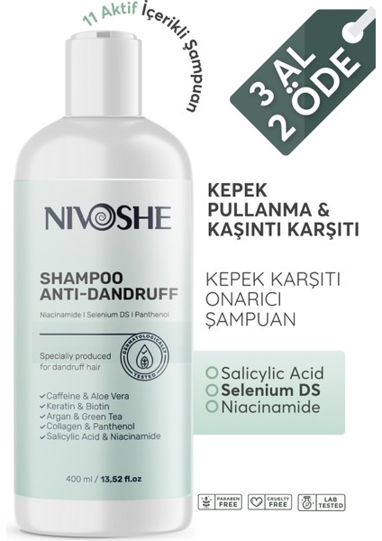 Dermatit & Anti Dandruff Tuzsuz Şampuan Eğzama Şampuanı Pullanmmaa KaşıntıGiderici KepekKarşıtı Şampuan 400 ML