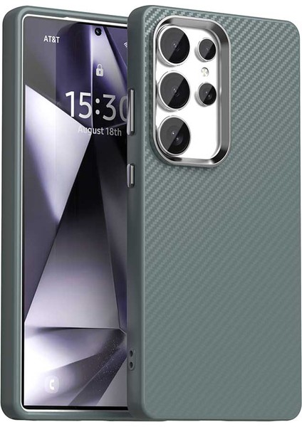 Samsung Galaxy S25 Ultra Kılıf Cep Telefonu Hibrit Arka Kapak Karbon Fiber Doku-Gri (Yurt Dışından)