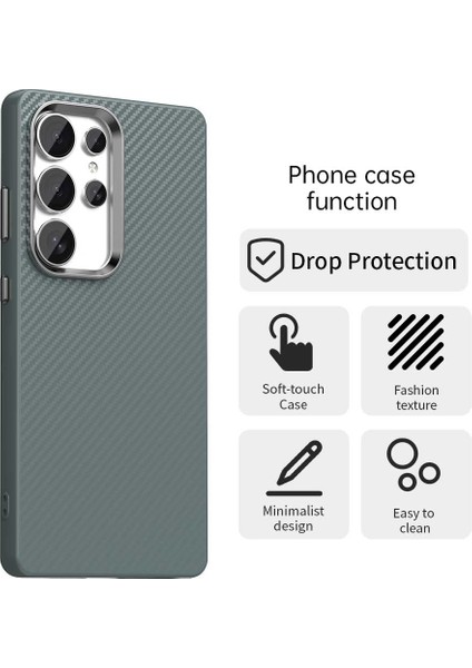 Samsung Galaxy S25 Ultra Kılıf Cep Telefonu Hibrit Arka Kapak Karbon Fiber Doku-Gri (Yurt Dışından)