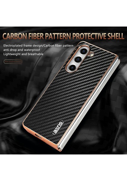 Samsung Galaxy Z Fold6 5g Kılıf Galvanik Karbon Fiber Doku Pu+Tpu Telefon Kapağı-Yeşil (Yurt Dışından) modelleri