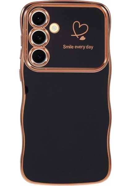 Samsung Galaxy S25 Kılıf Love Hearts Tpu Telefon Kapağı Kıvırcık Dalga Çerçeve Büyük Pencere-Siyah (Yurt Dışından)