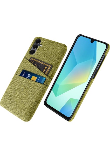 Samsung Galaxy A16 4g/5g Kılıf Bezi+Çift Kart Yuvalı Sert Pc Telefon Kapağı - Sarı (Yurt Dışından)