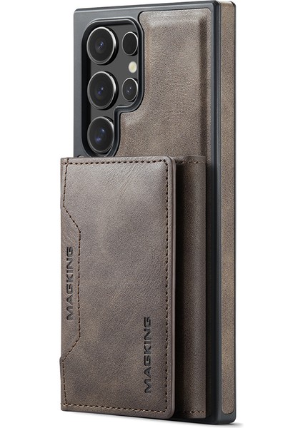 Magkıng K2 Serisi Samsung Galaxy S23 Ultra Kılıf Magsafe Pc+Tpu+Pu Telefon Kapağı-Kahve ile Uyumlu (Yurt Dışından)