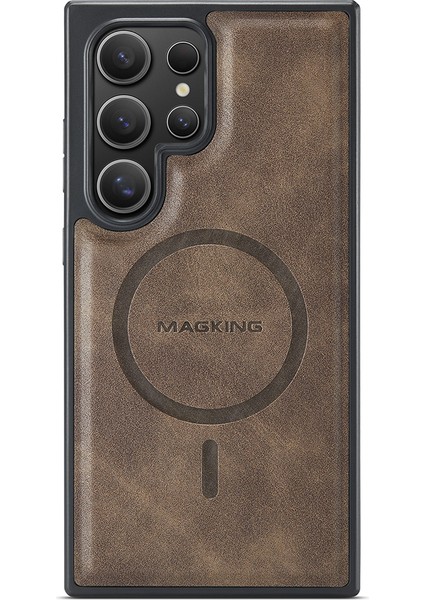 Magkıng K2 Serisi Samsung Galaxy S23 Ultra Kılıf Magsafe Pc+Tpu+Pu Telefon Kapağı-Kahve ile Uyumlu (Yurt Dışından)