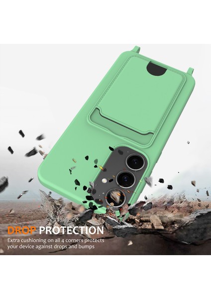 Samsung Galaxy S25+ Kılıf Sıvı Silikon Kart Tutucu Telefon Arka Kapak Kordonlu-Yeşil (Yurt Dışından) modelleri