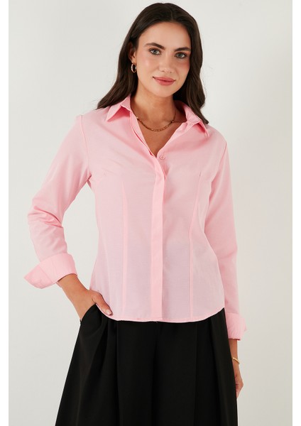 Pamuklu Slim Fit Klasik Yaka Gömlek Bayan Gömlek 6777423