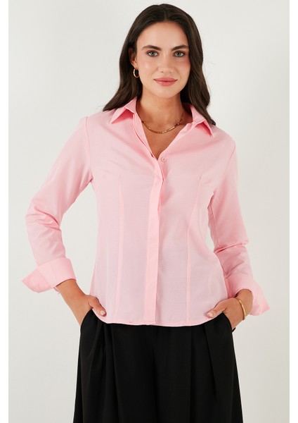 Pamuklu Slim Fit Klasik Yaka Gömlek Bayan Gömlek 6777423