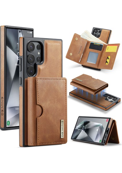 M6 Serisi Samsung Galaxy S24 Ultra Kılıf Manyetik Cüzdan Pu+Pc+Tpu Telefon Kapağı-Kahverengi (Yurt Dışından)