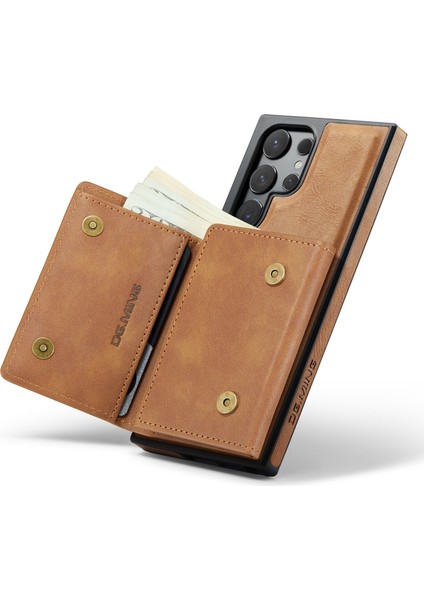 M6 Serisi Samsung Galaxy S24 Ultra Kılıf Manyetik Cüzdan Pu+Pc+Tpu Telefon Kapağı-Kahverengi (Yurt Dışından) modelleri