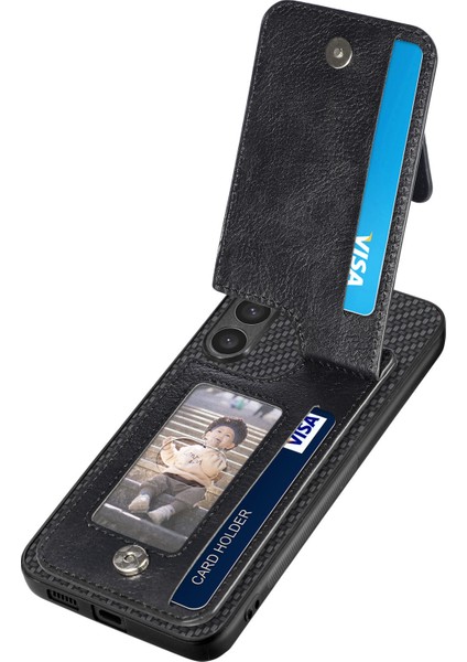 Samsung Galaxy S25+ Kılıf Fermuarlı Deri Telefon Arka Kapak Kart Tutacağı Kickstand-Siyah (Yurt Dışından) fiyatları