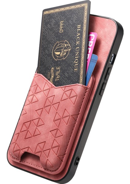 Samsung Galaxy A55 5g Kılıf Baskı Desenli Kart Tutucu Kickstand Deri Arka Kapak-Pembe (Yurt Dışından)