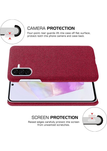 Samsung Galaxy A36 5g Telefon Kılıfı Kumaş Dokusu Çizilmez Koruyucu Pc Arka Kapak-Kırmızı (Yurt Dışından) modelleri