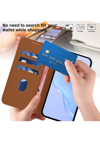 Samsung Galaxy A54 5g Kılıf Askılı Düz ​​renk Cüzdan Deri Telefon Kılıfı-Kahverengi (Yurt Dışından)