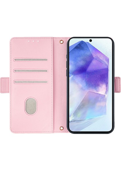 Samsung Galaxy A56 5g Deri Cüzdan Kılıf Rfıd Engelleme El Askılı Stand Kapağı-Pembe (Yurt Dışından)