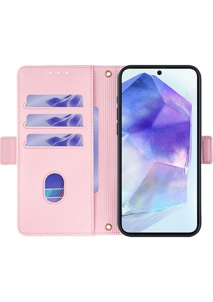 Samsung Galaxy A56 5g Deri Cüzdan Kılıf Rfıd Engelleme El Askılı Stand Kapağı-Pembe (Yurt Dışından)