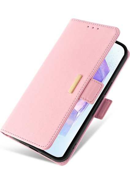 Samsung Galaxy A56 5g Deri Cüzdan Kılıf Rfıd Engelleme El Askılı Stand Kapağı-Pembe (Yurt Dışından)