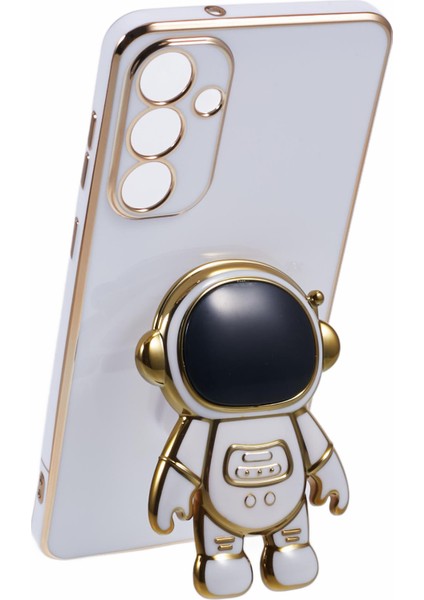 Samsung Galaxy A15 5g Kılıf Galvanik Yumuşak Tpu Telefon Kapağı Astronot Gizli Kickstand-Beyaz (Yurt Dışından) modelleri