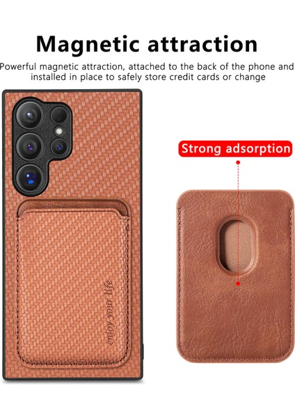Samsung Galaxy S25 Ultra Kılıf Manyetik Çıkarılabilir Kart Tutucu Telefon Arka Kapak-Kahverengi (Yurt Dışından) indirimleri