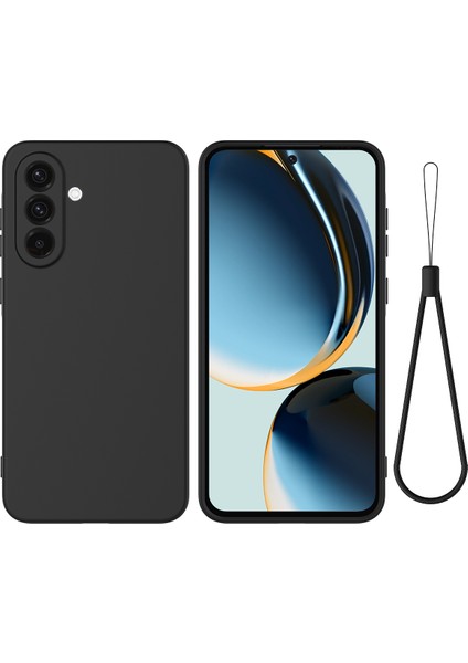 Samsung Galaxy A36 5g Kılıf Sıvı Silikon Telefon Arka Kapak El Askılı-Siyah (Yurt Dışından)