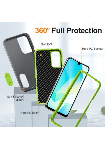Samsung Galaxy A16 4g/5g Kılıf Kickstand Telefon Kılıfı Pc+Silikon+Eva 3'ü 1 Arada Tasarım-Gri+Yeşil (Yurt Dışından) fırsatları