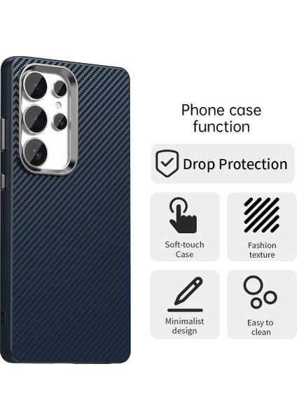 Samsung Galaxy S25 Ultra Kılıf Cep Telefonu Hibrit Arka Kapak Karbon Fiber Doku-Mavi (Yurt Dışından)