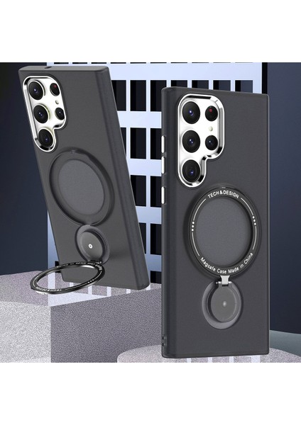 Samsung Galaxy S24 Ultra Manyetik Kılıf Kickstand Sert Pc Telefon Arka Kapak-Siyah (Yurt Dışından) modelleri
