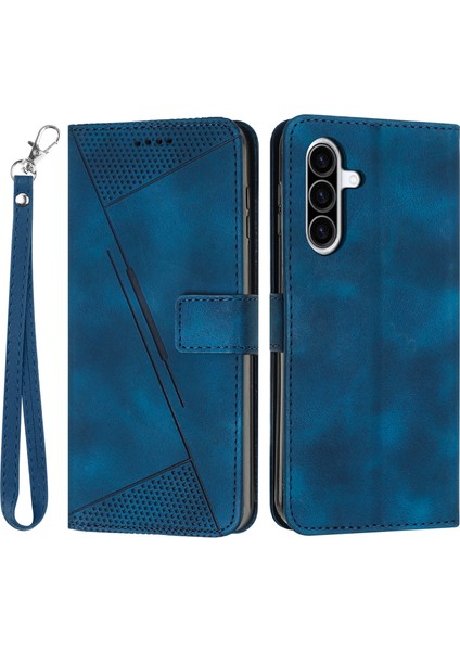 Samsung Galaxy A36 5G/A56 5g Kılıf Çanta Baskılı Üçgen Deri Telefon Kapağı-Safir (Yurt Dışından)