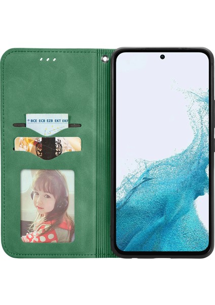 Samsung Galaxy A36 5G/A56 5g Kılıf Cilt Dokunmatik Duygu Deri Kart Tutucu Telefon Kapağı Manyetik Emme-Yeşil (Yurt Dışından)