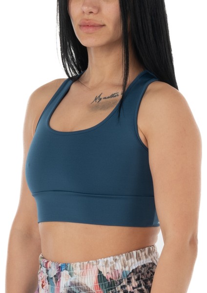 Mavi Kadın Crop – Günlük & Spor Kullanım | Fitness, Crossfit, Antrenman