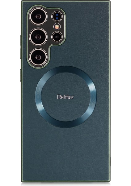 Samsung Galaxy S24 Ultra Için Magsafe Pu+Tpu Telefon Kılıfı ile Uyumlu Arka Kapak-Mavi (Yurt Dışından)