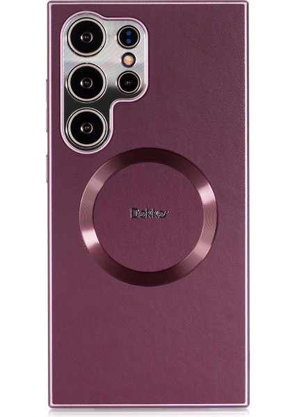 Samsung Galaxy S24 Ultra Için Magsafe Pu+Tpu Uyumlu Arka Kapak Kılıfı-Mor (Yurt Dışından)