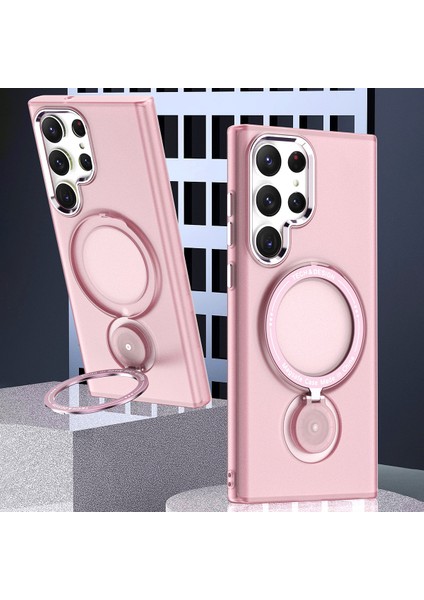 Samsung Galaxy S24 Ultra Manyetik Kılıf Kickstand Sert Pc Telefon Arka Kapak-Pembe (Yurt Dışından) modelleri