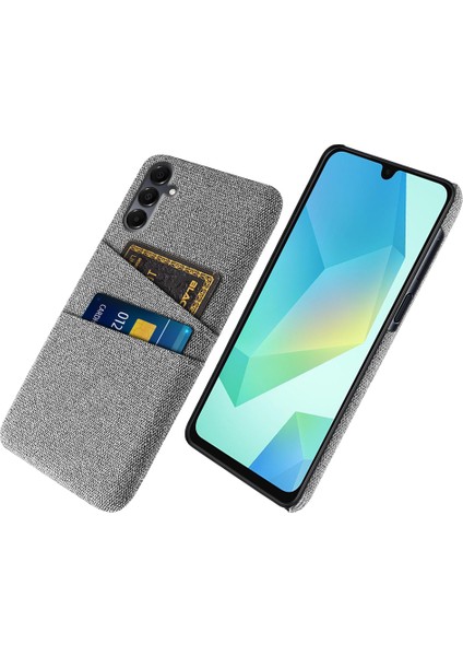Samsung Galaxy A16 4g/5g Kılıf Bezi + Çift Kart Yuvalı Sert Pc Telefon Kapağı - Açık Gri (Yurt Dışından)
