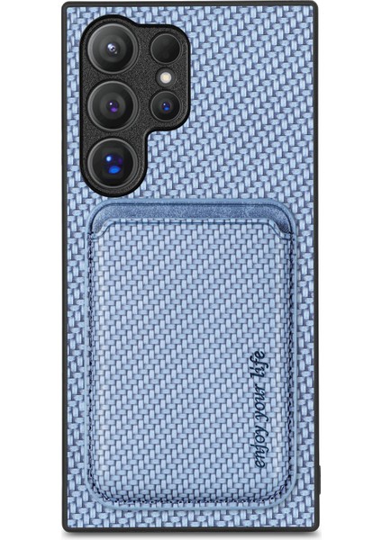 Samsung Galaxy S25 Ultra Kılıf Manyetik Çıkarılabilir Kart Tutucu Telefon Arka Kapak-Mavi (Yurt Dışından)