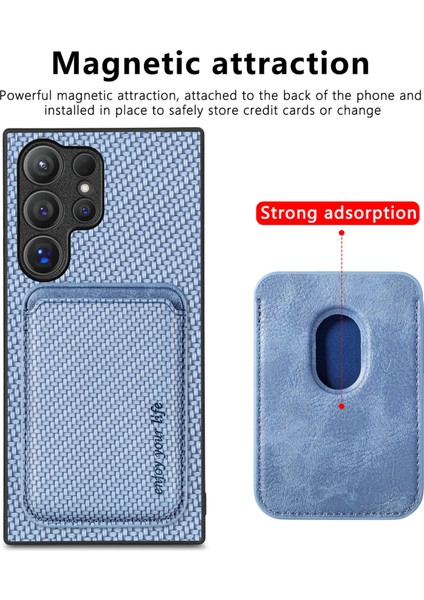 Samsung Galaxy S25 Ultra Kılıf Manyetik Çıkarılabilir Kart Tutucu Telefon Arka Kapak-Mavi (Yurt Dışından) indirimleri