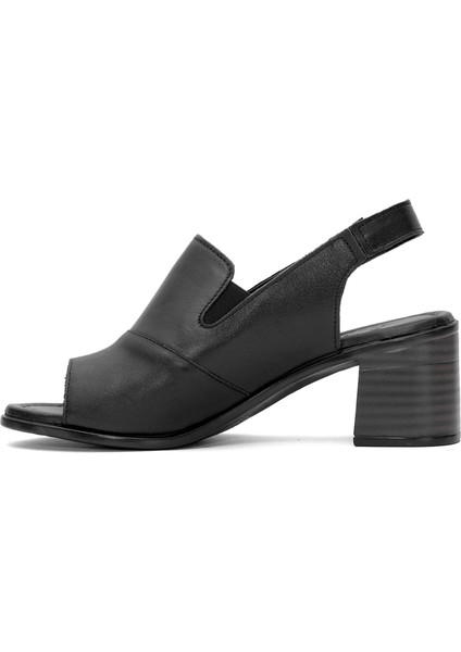 24381825Y Kadın Deri Topuklu Sandalet Siyah modelleri