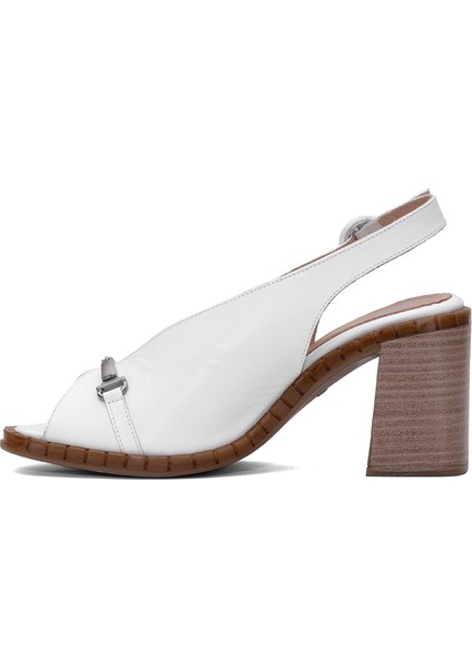 2511902Y Kadın Deri Topuklu Sandalet Beyaz modelleri