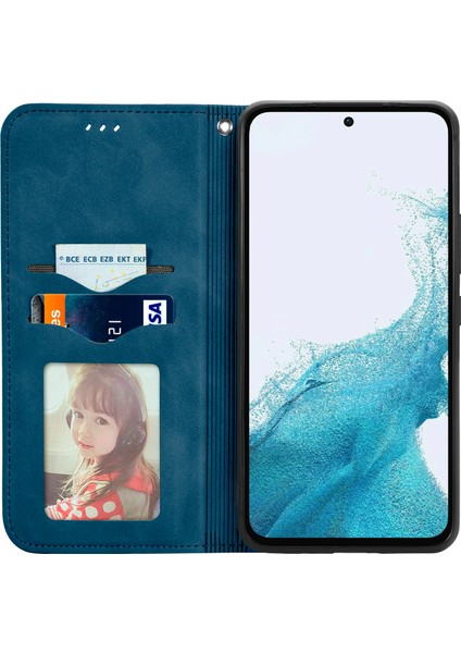 Samsung Galaxy A36 5G/A56 5g Kılıf Cilt Dokunmatik Duygu Deri Kart Tutucu Telefon Kapağı Manyetik Emme-Koyu Mavi (Yurt Dışından)