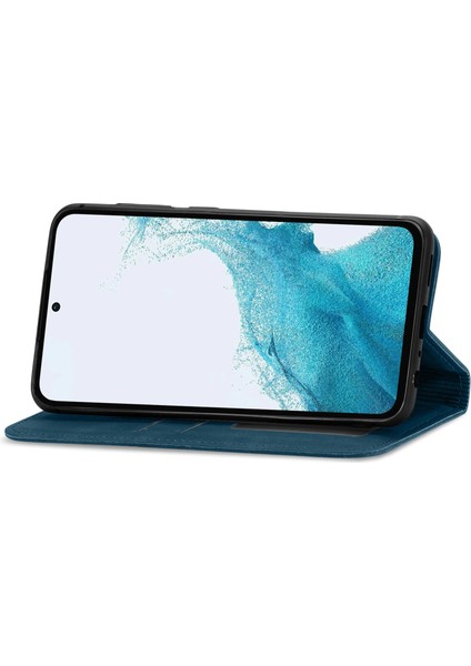 Samsung Galaxy A36 5G/A56 5g Kılıf Cilt Dokunmatik Duygu Deri Kart Tutucu Telefon Kapağı Manyetik Emme-Koyu Mavi (Yurt Dışından)