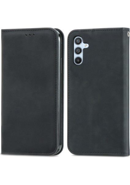 Samsung Galaxy A36 5G/A56 5g Kılıf Cilt Dokunmatik Duygu Deri Kart Tutucu Telefon Kapağı Manyetik Emme-Siyah (Yurt Dışından)