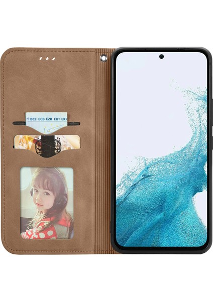 Samsung Galaxy A36 5G/A56 5g Kılıf Cilt Dokunmatik Duygu Deri Kart Tutucu Telefon Kapağı Manyetik Emme-Kahverengi (Yurt Dışından)