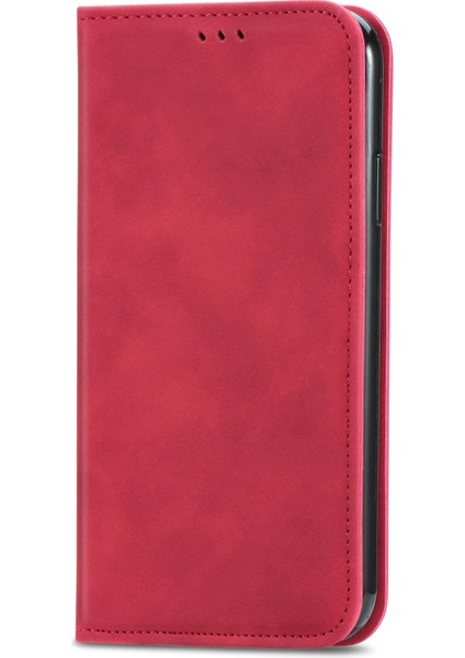 Samsung Galaxy A36 5G/A56 5g Kılıf Cilt Dokunmatik Duygu Deri Kart Tutucu Telefon Kapağı Manyetik Emme-Kırmızı (Yurt Dışından)