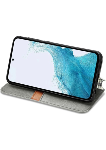 Samsung Galaxy A36 5G/A56 5g Kılıf Eşkenar Dörtgen Baskı Pu Deri Cüzdan Telefon Kapağı-Gri (Yurt Dışından)