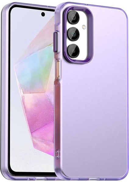 Samsung Galaxy A55 5g Kılıf Pc+Tpu+Pet Mat Düşme Önleyici Telefon Arka Kapak-Mor (Yurt Dışından)