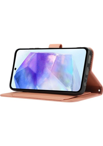 Samsung Galaxy A54 5g Kart Tutuculu, Cüzdanlı, Askılı Koruyucu Kapaklı Deri Telefon Kılıfı-Pembe (Yurt Dışından)