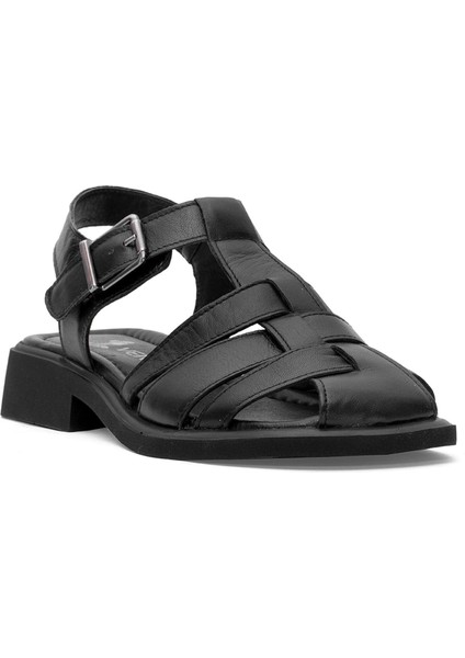 25322533Y Kadın Deri Düz Sandalet Siyah fiyatları
