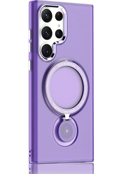 Samsung Galaxy S24 Ultra Manyetik Kılıf Kickstand Sert Pc Telefon Arka Kapak-Mor (Yurt Dışından)