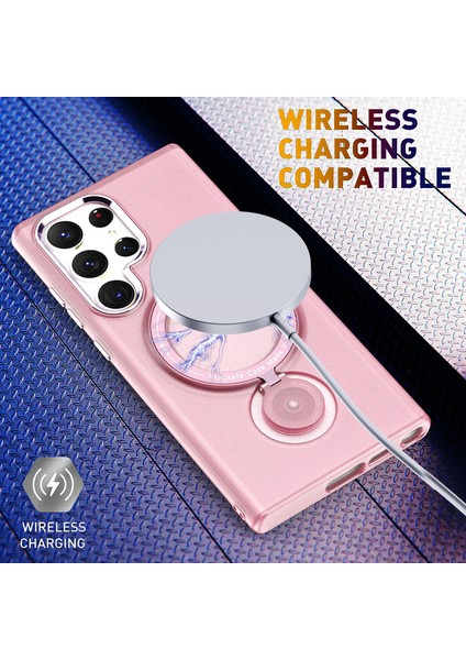 Samsung Galaxy S24 Ultra Manyetik Kılıf Kickstand Sert Pc Telefon Arka Kapak-Mor (Yurt Dışından) fırsatları