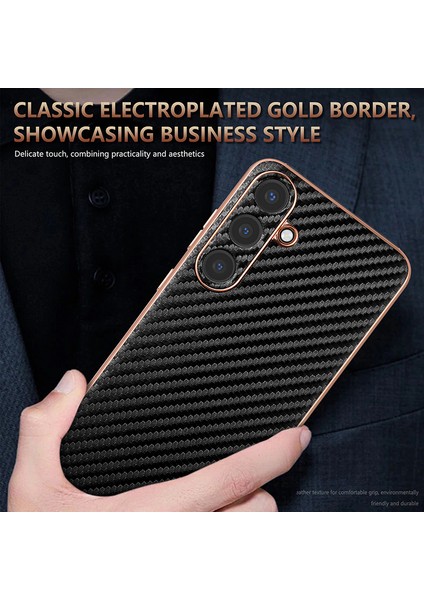 Samsung Galaxy S25 Kılıf Elektro Kaplama Karbon Fiber Doku Pu+Tpu Telefon Kapağı-Yeşil (Yurt Dışından) fırsatları