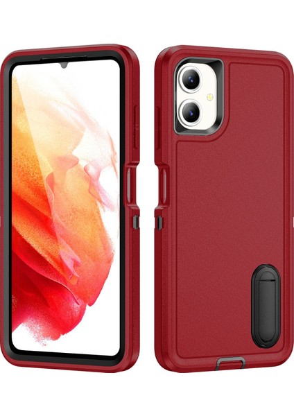 Samsung Galaxy A06 Kılıf Kickstand Telefon Kılıfı Pc+Silikon+Eva 3'ü 1 Arada Tasarım-Kırmızı+Siyah (Yurt Dışından)
